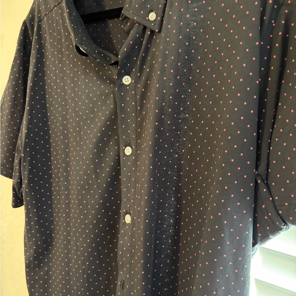 Bonobos Charcoal Shirt with Pink Dots